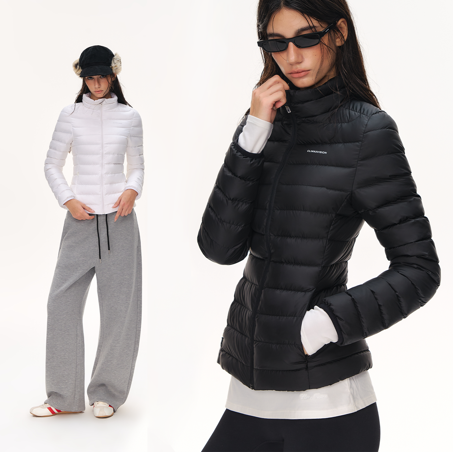 CLIMAX VISION优质鲜绒/沙漏腰显瘦立领正肩排骨保暖羽绒服外套