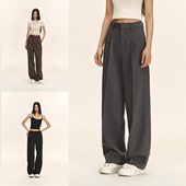 长裤 CLIMAX VISION老钱风轻薄高腰显瘦微宽松纯色垂感直筒西裤