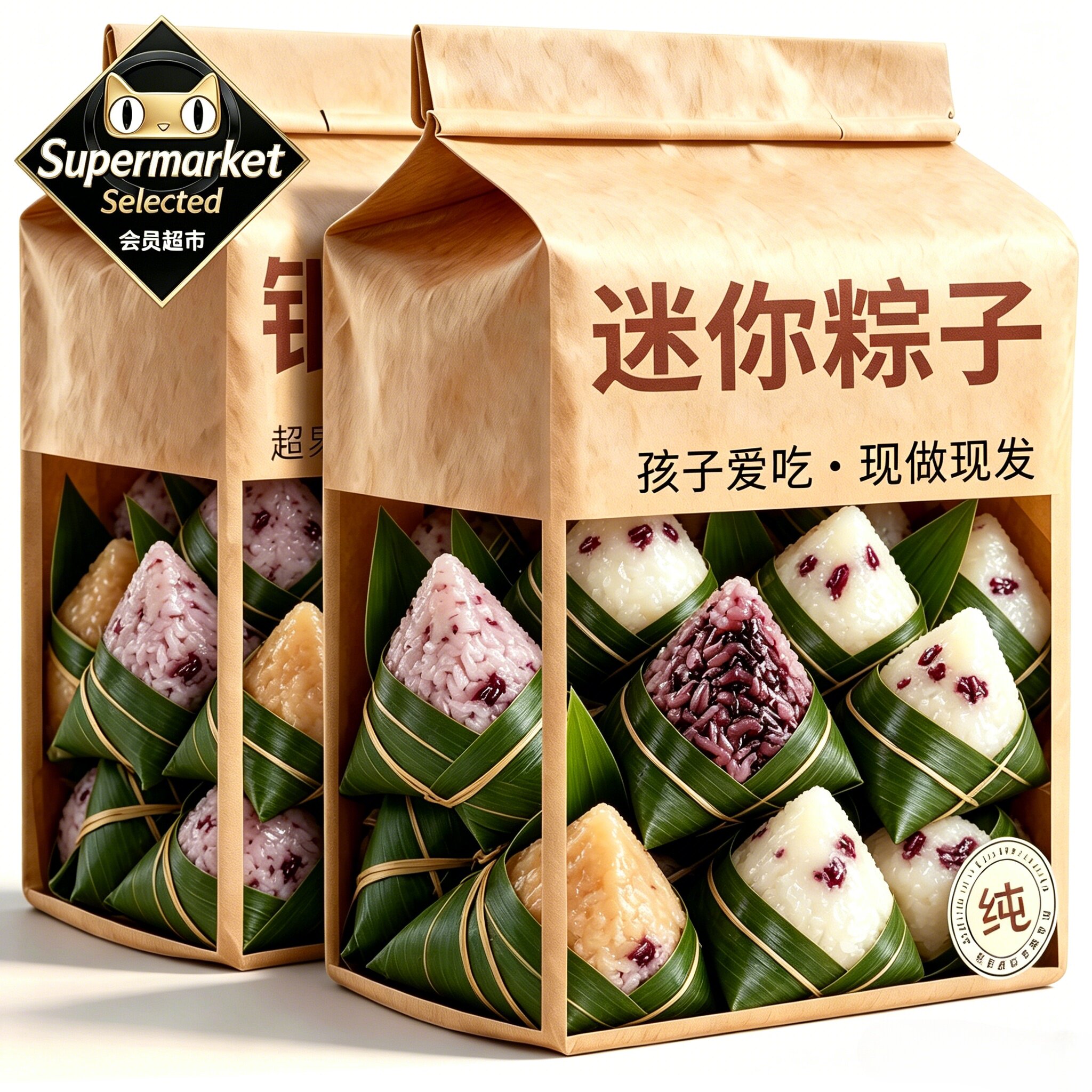 品质推荐！儿童迷你小粽子官方旗舰店新鲜蜜枣甜粽豆沙清水白米粽