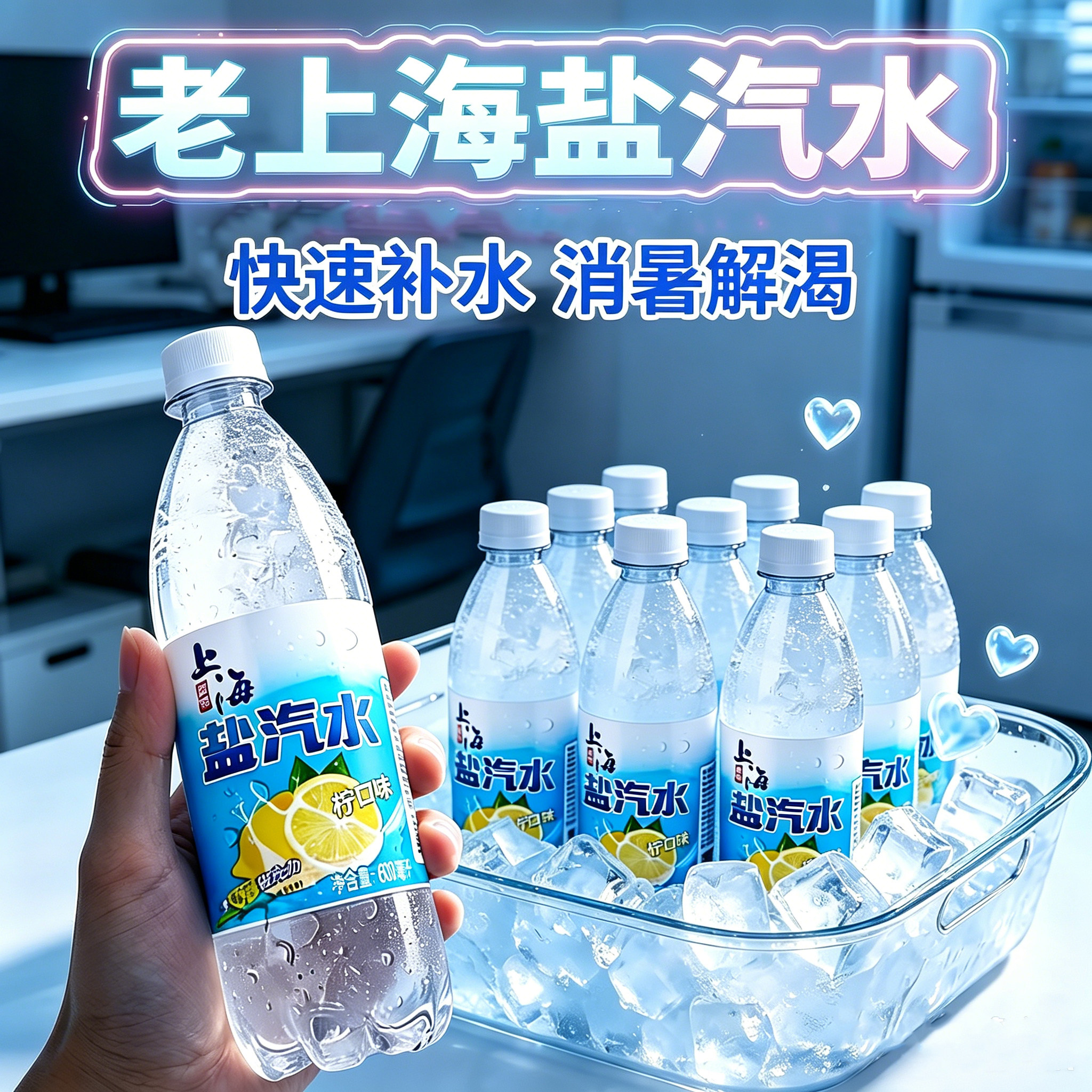 盐汽水老上海整箱批特价24瓶柠檬风味无糖碳酸饮料淡盐气泡水