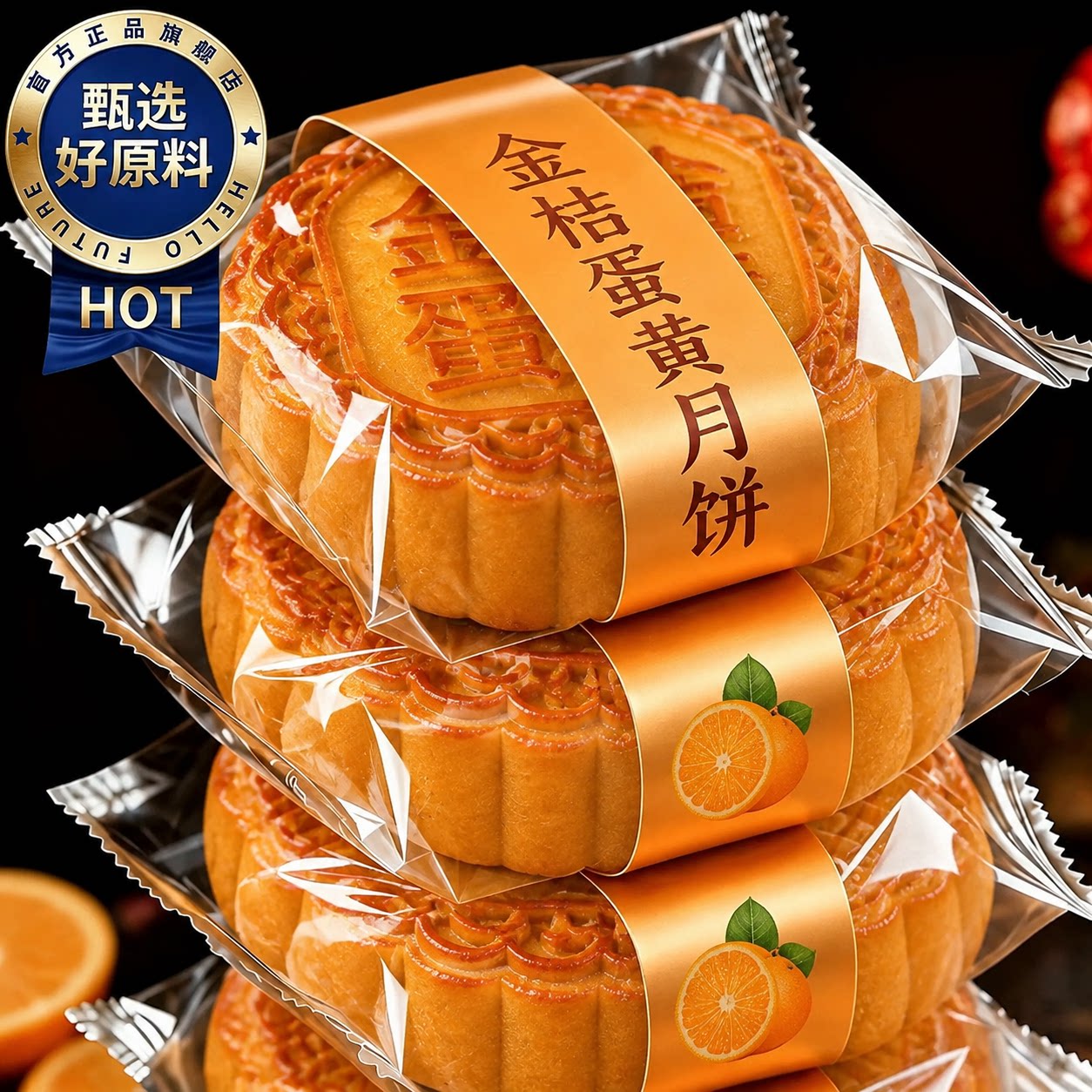 正宗广式金桔蛋黄月饼官方旗舰店手工传统无添加糕点中秋月饼送礼
