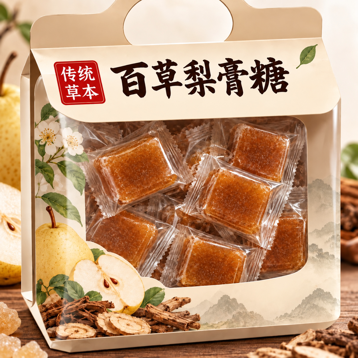 百草梨膏糖正宗秋梨糖薄荷糖手工梨膏正品独立包装官方旗舰店