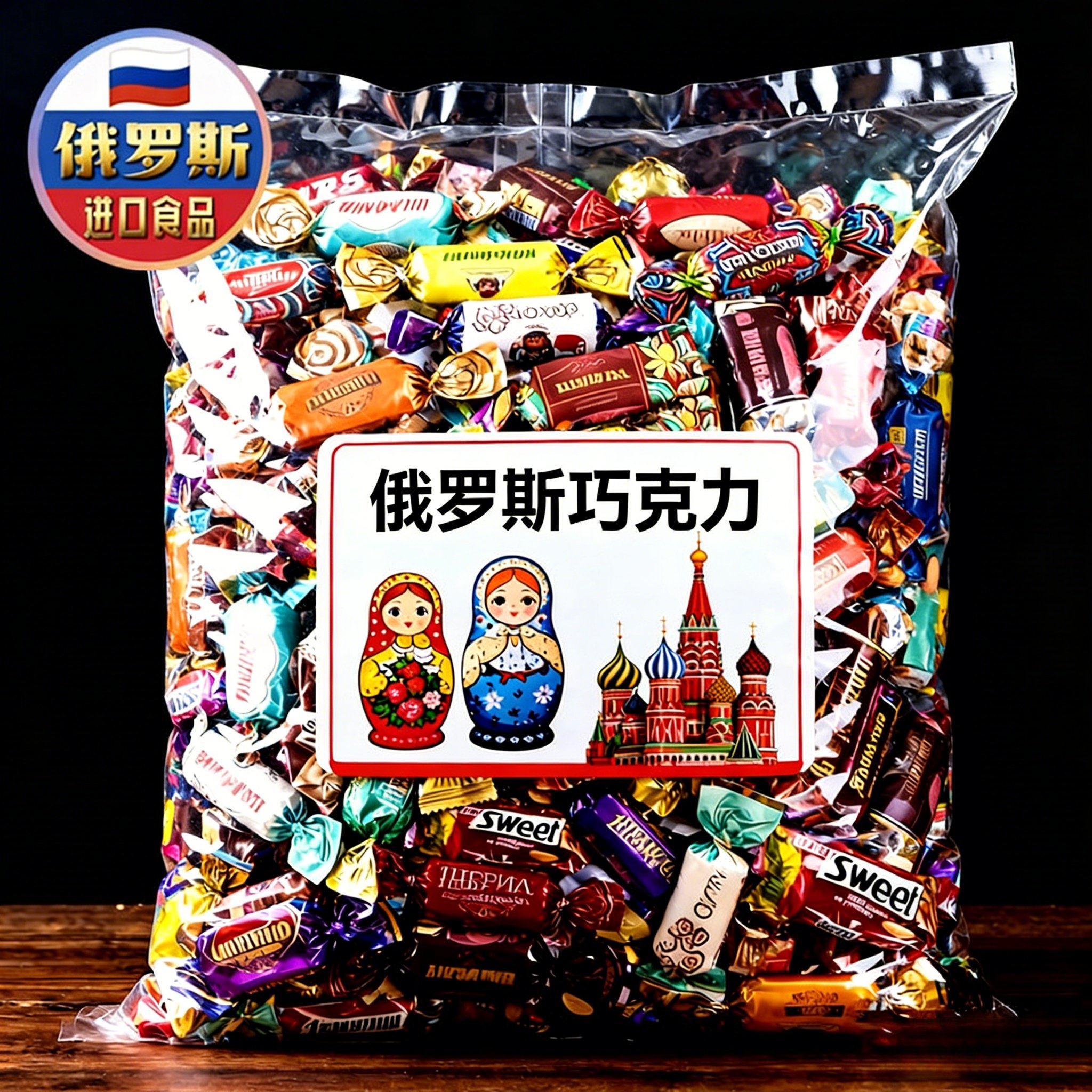 进口年货！俄罗斯巧克力糖果原装进口官方旗舰店混合过年年货零食