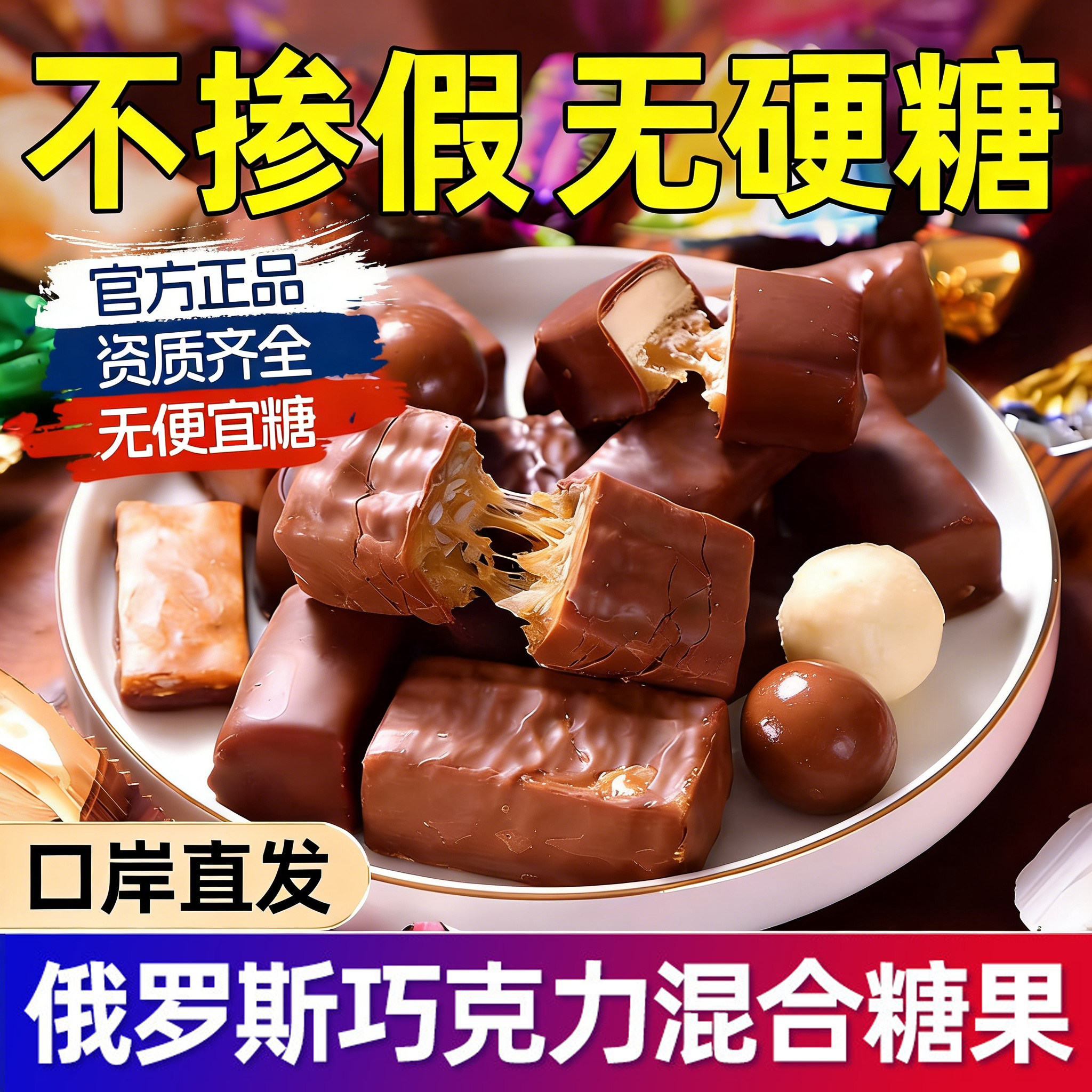 进口年货！俄罗斯巧克力糖果原装进口官方旗舰店混合过年年货零食