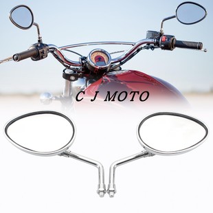 适用于摩托车印第安侦察兵轻骑兵改装倒车镜后视镜反光镜黑色电镀