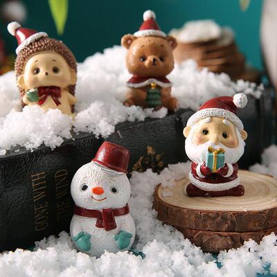 Christmas decorations, including Santa Claus and ornaments