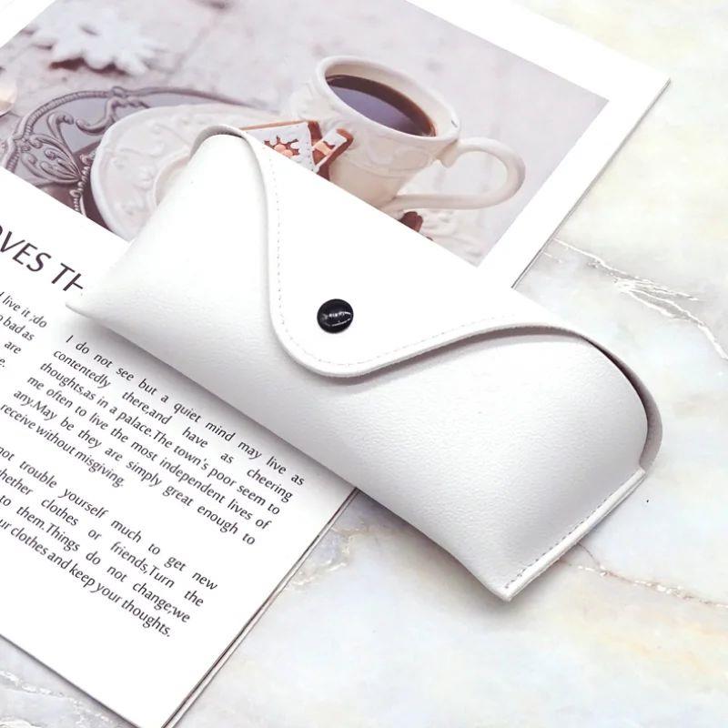 1pc Durable Leather Glasses Case Sunglasses Solid Color Pouc