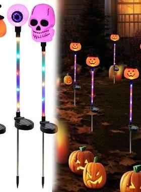 Solar Skull Pumpkin Stake Light 3D LED Skeleton Halloween
