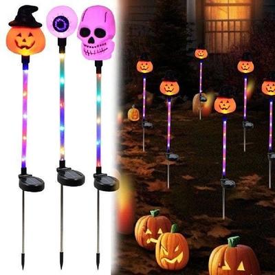 Solar Skull Pumpkin Stake Light 3D LED Skeleton Halloween