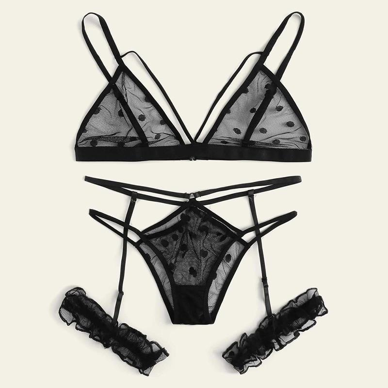 less Bra Thong Garters Polka Dot Bralette Sexy Lingerie Sets