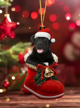 Cute Dog Christmas Tree Pendants 2D Acrylic Christmas Orname