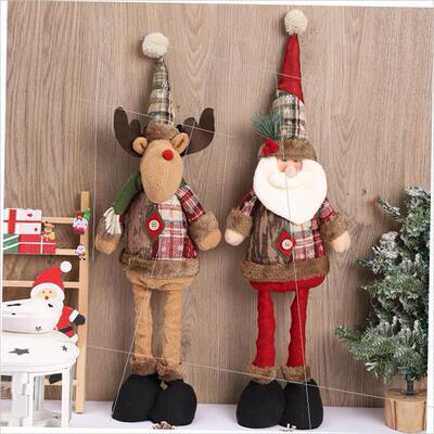 Christmas snowflake gingham retractable figure decoration