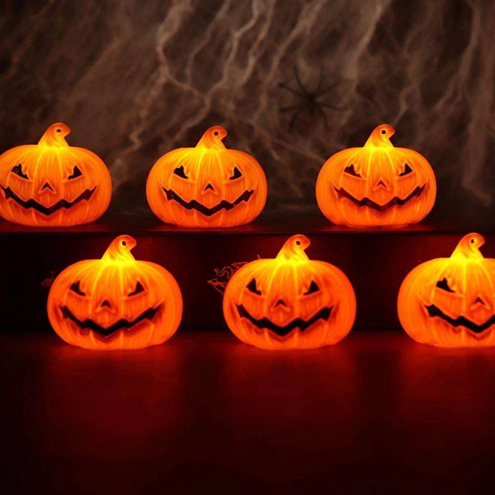 6pcs Halloween LED Pumpkin Lights, Pumpkin Tea Lights, Small
