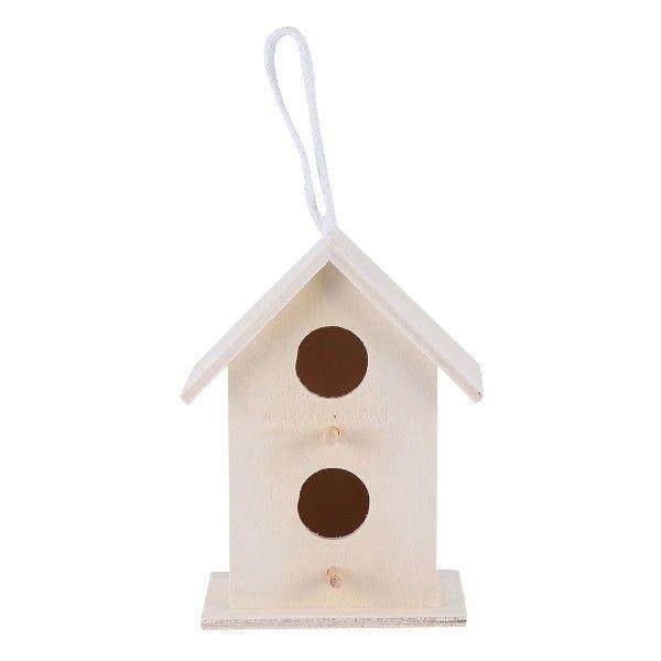 5 pcs Wooden Bird Nest Ornaments Unfinished Houses Beige