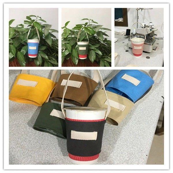2/3/6PCS Canvas Cup Covers Water Bottle Pouch Colorful