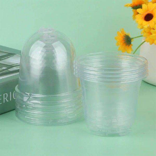 5Pcs Plant Nursery Pot Transparent Plastic PET Seed Stater