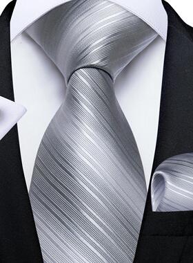 Gray Striped Paisley Silk Ties For Men Wedding Accessories M