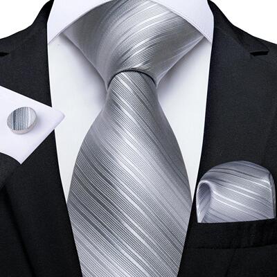 Gray Striped Paisley Silk Ties For Men Wedding Accessories M