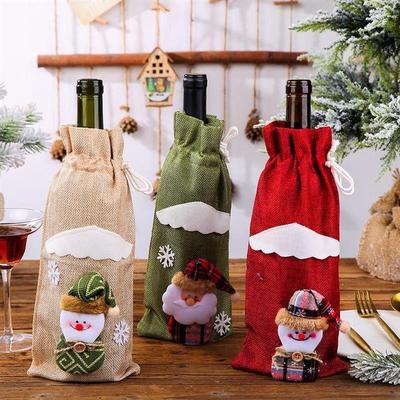 Christmas Wine Bottle Cover, Champagne Bag for Table Decor