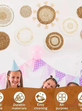 9 Pack Bohemia Wall Baskets Set Round Seagrass Basket Wall