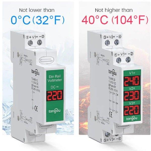 3 Way For Din Rail Mount Voltage Meter for DC 11V 310V with
