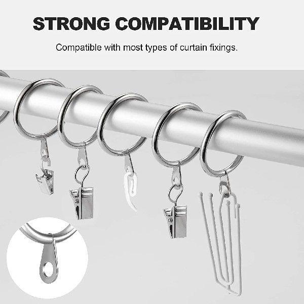 24 Pack Metal Curtain Rings, 30mm Internal Diameter Eyelets