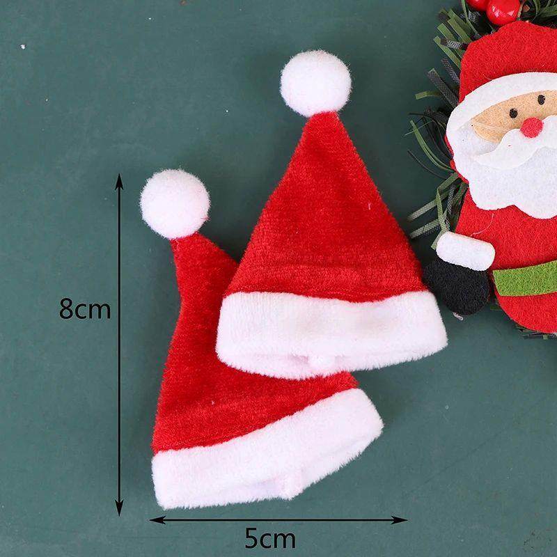 2Pcs Dollhouse ature Christmas Santa Claus Hat Doll Red Hat