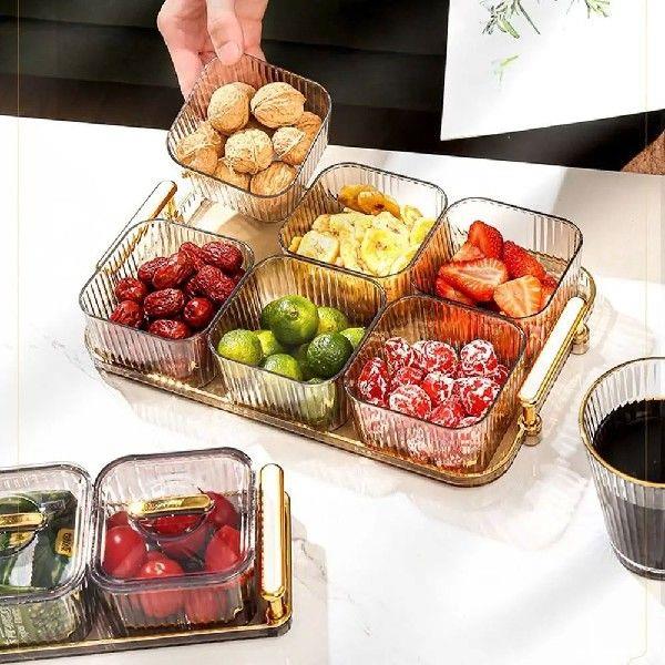 Plastic Dried Fruits Storage Box Sturdy Gold/Green Snack