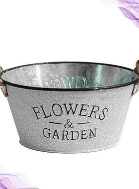 Bucket Flower Pots Vintage Tin Home Plant Iron Gardening