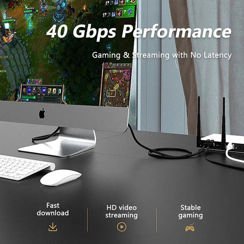 ZoeRax CAT8 Ethernet Cable 24AWG 40Gbps 2000Mhz Heavy Duty H