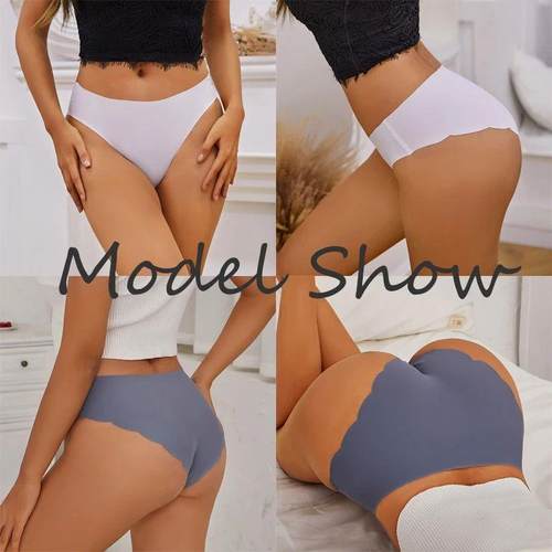 4PCS/Set Seamless Silk Briefs Sexy Panties For Women Mid Wai
