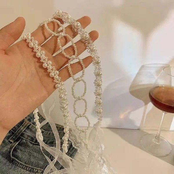 Fashion Lace Pearl Hair Hoop Elegant Full Pearl Bridal