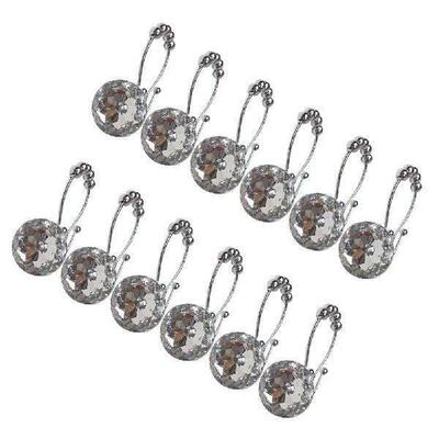 12 Pcs Double Rhinestone Shower Curtain Hook Hangers Hooks