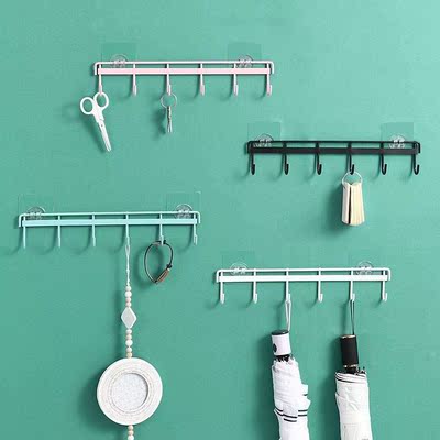 kitchen hook non-trace glue six hooks wall hanging steel