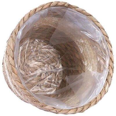 Straw Woven Basket Waste Paper Bin Seagrass Basket Planter