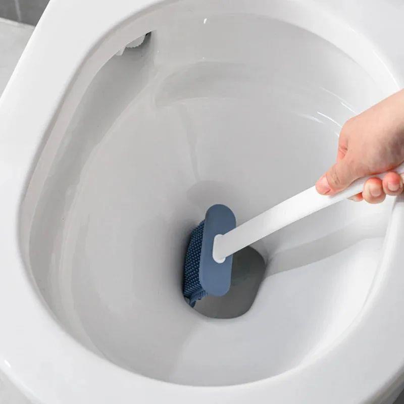 Wall Mounted TPR Toilet Brush With Non Perforated Long Handl