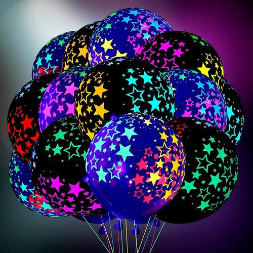 Happy Birthday Neon Glow Balloons Glow in Blacklight Fluores