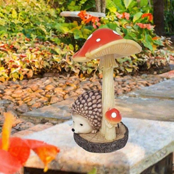 Mushroom Hedgehog Statue Resin Ornament Animal Sculpture