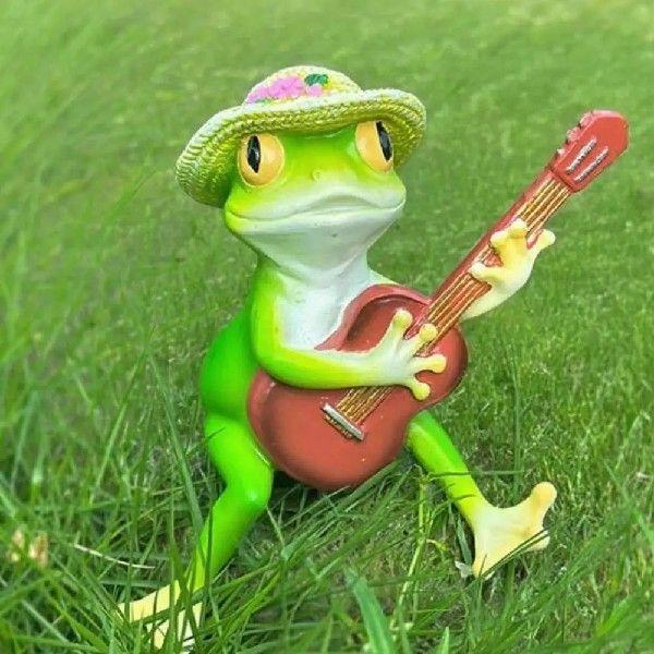 Resin Frog Statue Outdoor Decor Frog Ornament for Garden