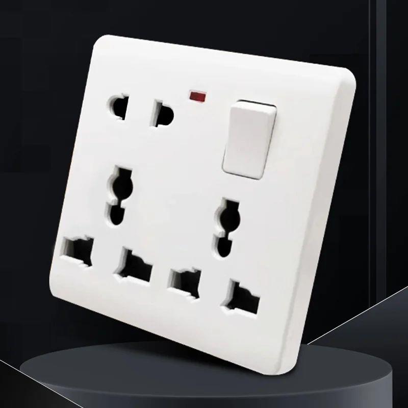 Multi-power socket 8-pin universal wall socket with switch,