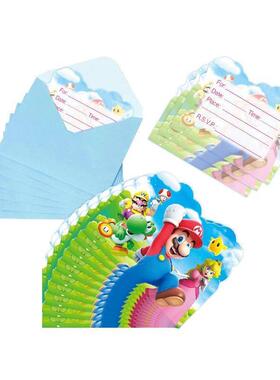 Mario Invitation Card Birthday Party Decor Baby Shower Dispo