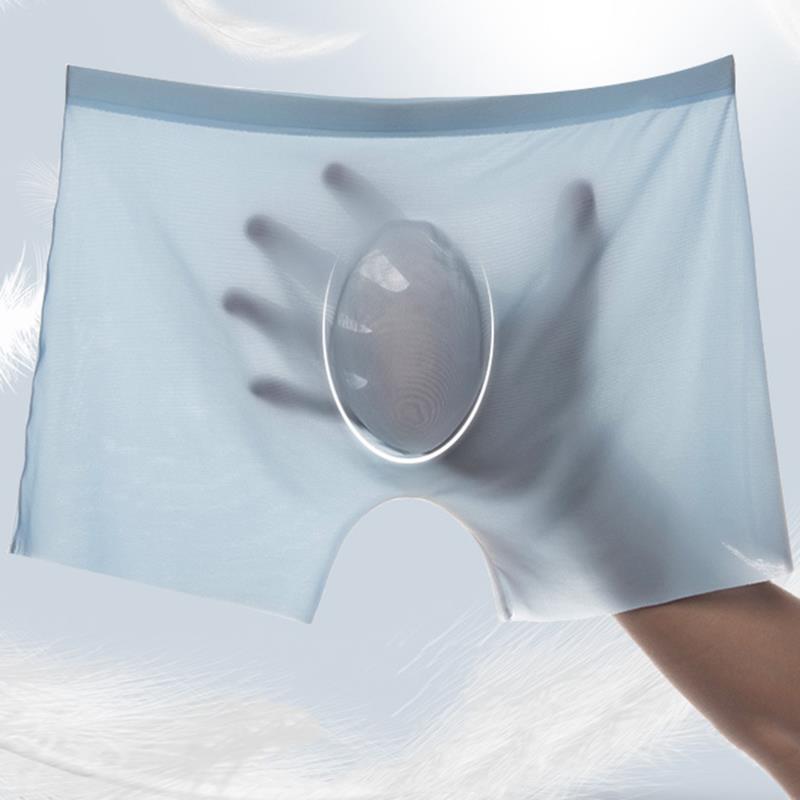 1 Pc男人拳击短裤冰丝绸男人内裤无缝性感男人