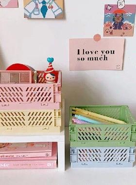 Mini Stackable Crates Danish Pastel Foldable Baskets Tray