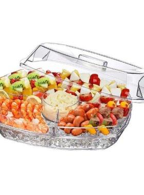 Plastic Chilled Fruit Tray Transparent 5 Compartments