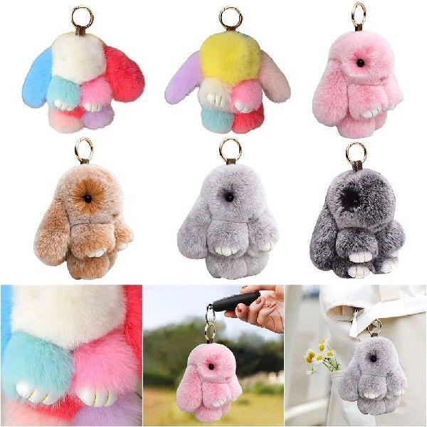 Kawaii Stuffed Animal Keychain Fluffy Rabbit Aesthetic
