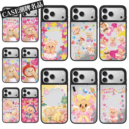 CA黄油小熊适用iPhone17Promax苹果16Pro手机壳13镜面14防摔套15可爱16Promax卡通17Pro女款Plus磁吸12轻奢11