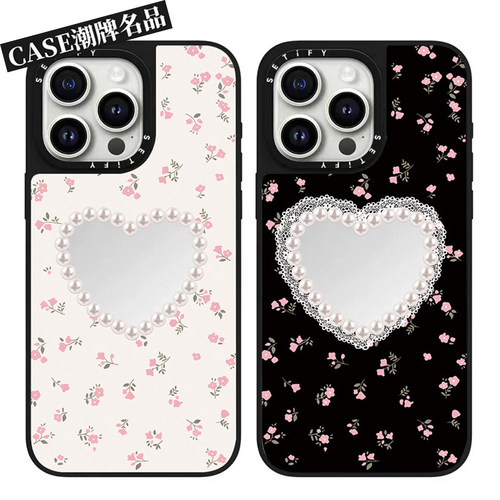 CA珍珠爱心适用iPhone18Promax17Pro苹果16Pro15Promax14Plus13/12手机壳镜面女款防摔套个性磁吸高级感Air11