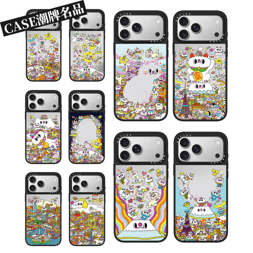 CA幸运招财猫适用iPhone18Promax17Pro苹果16Pro15Promax14Plus13/12手机壳镜面防摔套个性可爱女款磁吸Air11