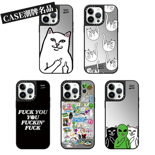 CA中指猫适用iPhone17Promax苹果16Pro手机壳13镜面14搞怪15防摔套16Promax个性17Pro创意Plus可磁吸12轻奢11