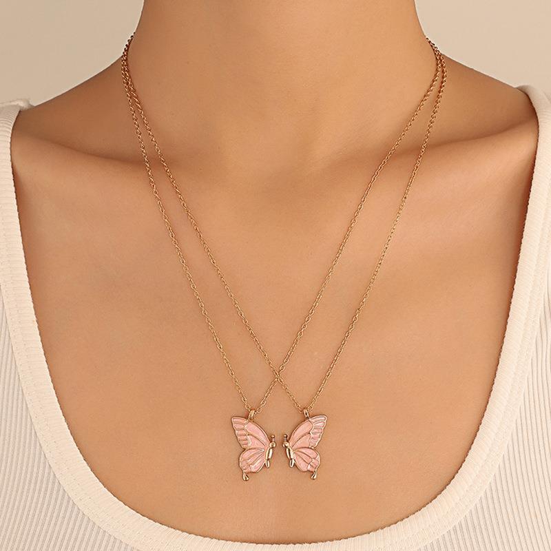 Double Butterfly Necklace Set with Collar Chain个性蝴蝶项炼